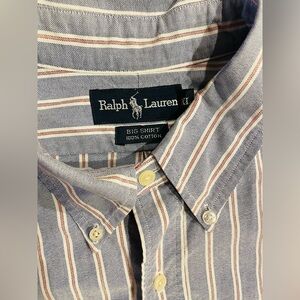 Ralph Lauren Big Shirt men’s long sleeve shirt, size XL, blue stripe